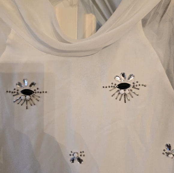 Robert Rodriguez Sleeveless Beaded Sheer Blouse Evening Wear Sz Medium - Picture 5 of 12